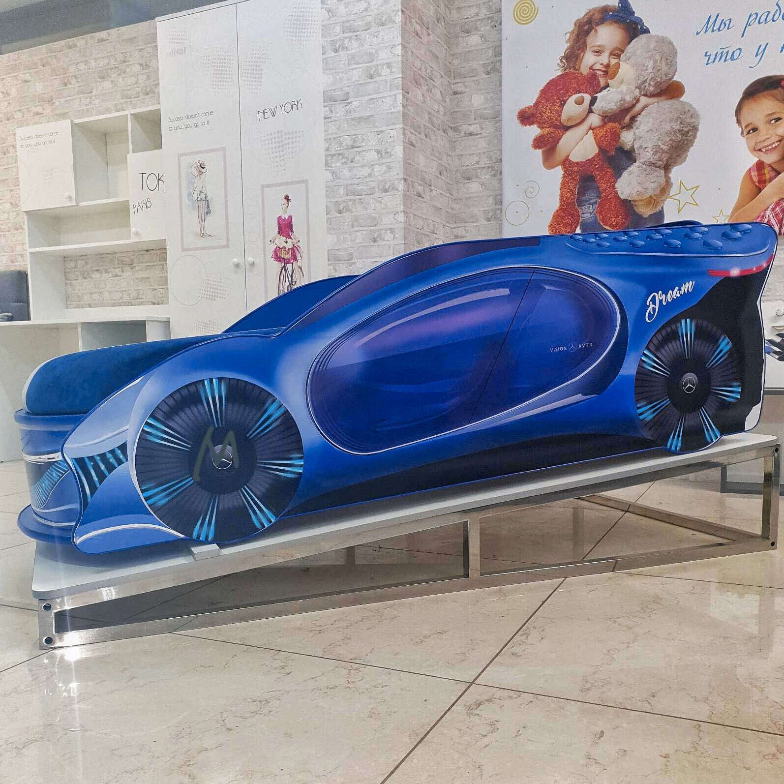Ліжко машинка Мерс Дрімс Синя