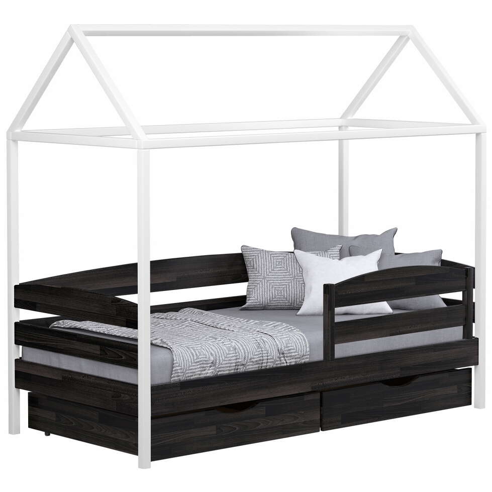 Ліжко будиночок аммі плюс венге з білими ніжками