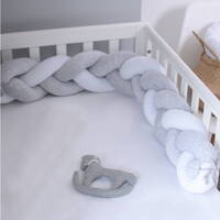 Бампер-коса Light Grey Melange для младенцев в кроватку угол