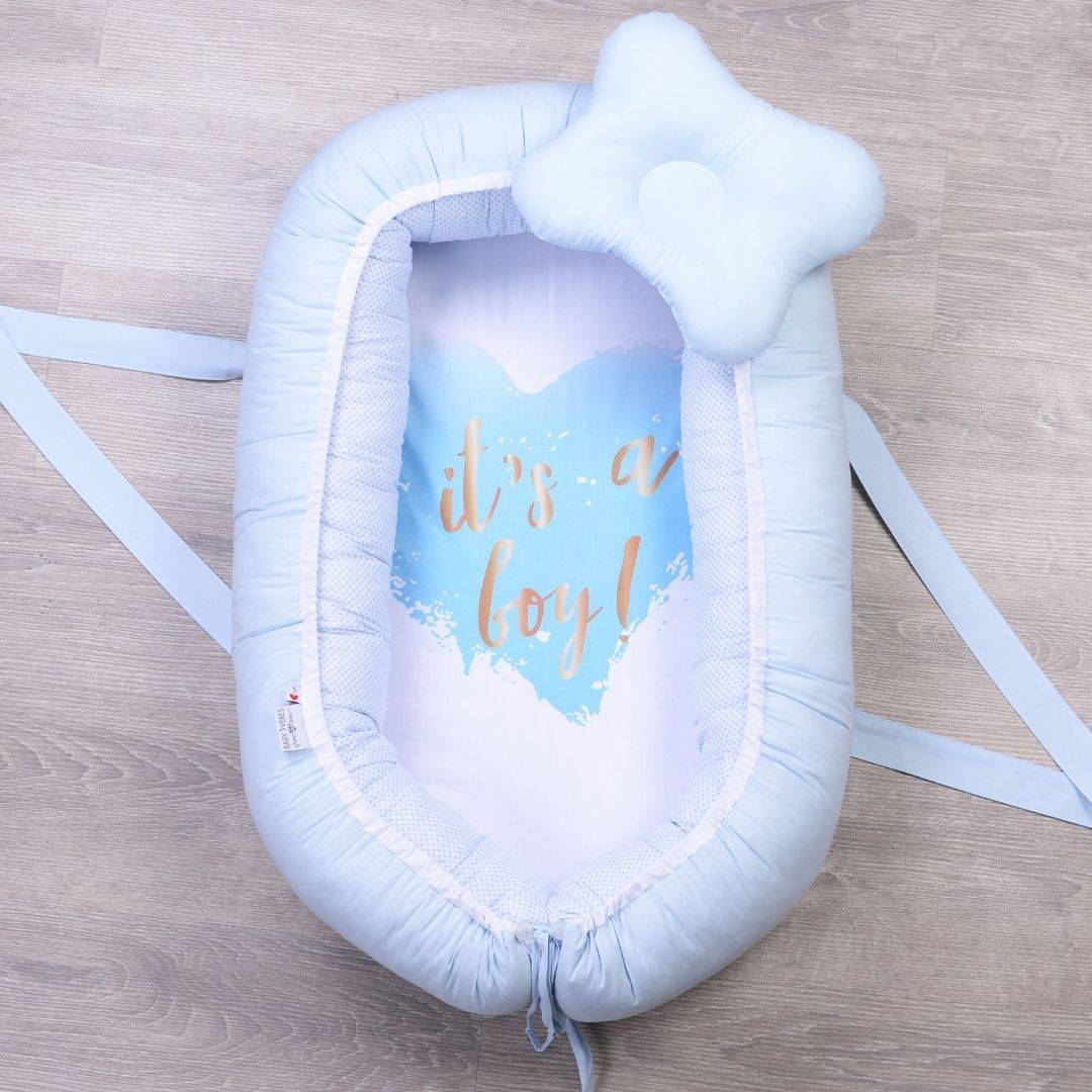 Кокон-гніздечко It's a boy для немовлят з подушкою в комплекті