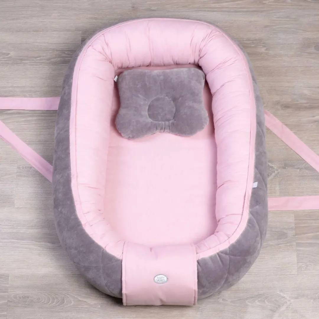 Кокон-гніздечко Velour Taup-rose для немовлят з подушкою в комплекті
