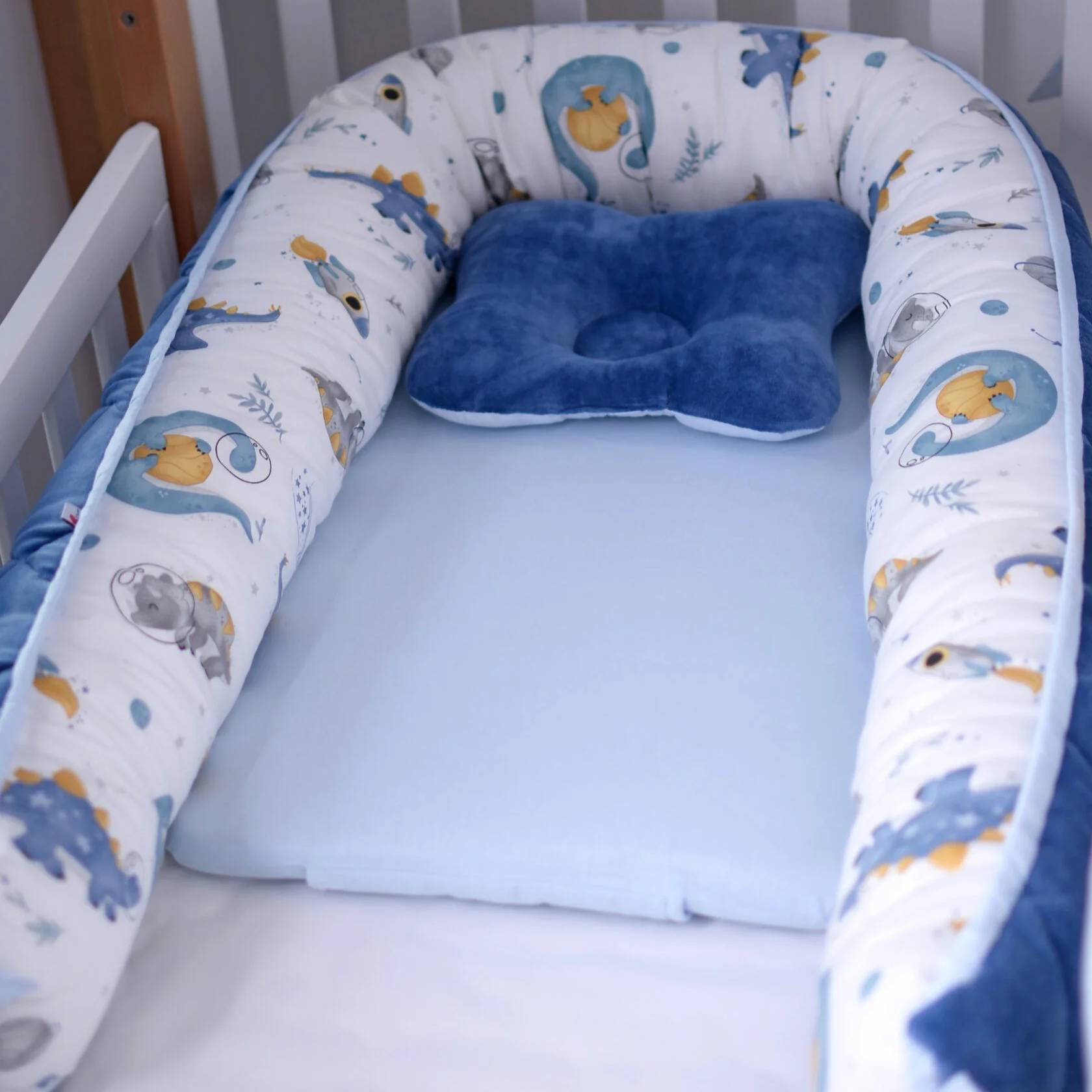Кокон-гніздечко Velour Dino для немовлят з подушкою