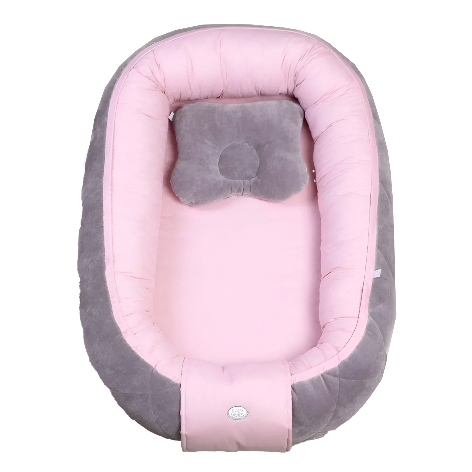 Кокон-гніздечко Velour Taup-rose для немовлят з подушкою в комплекті білий фон