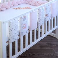 Фенс-бампер Sleepy moon pink-2 з шести одиниць для ліжечка немовлят