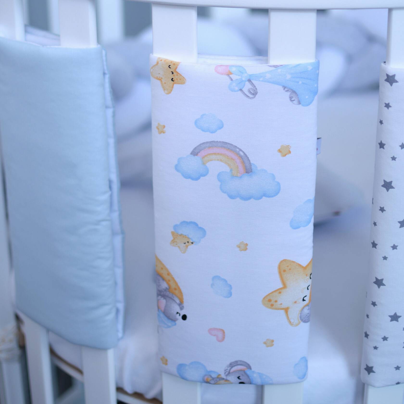 Фенс-бампер Sleepy moon blue-2 з шести  одиниць для ліжечка немовлят
