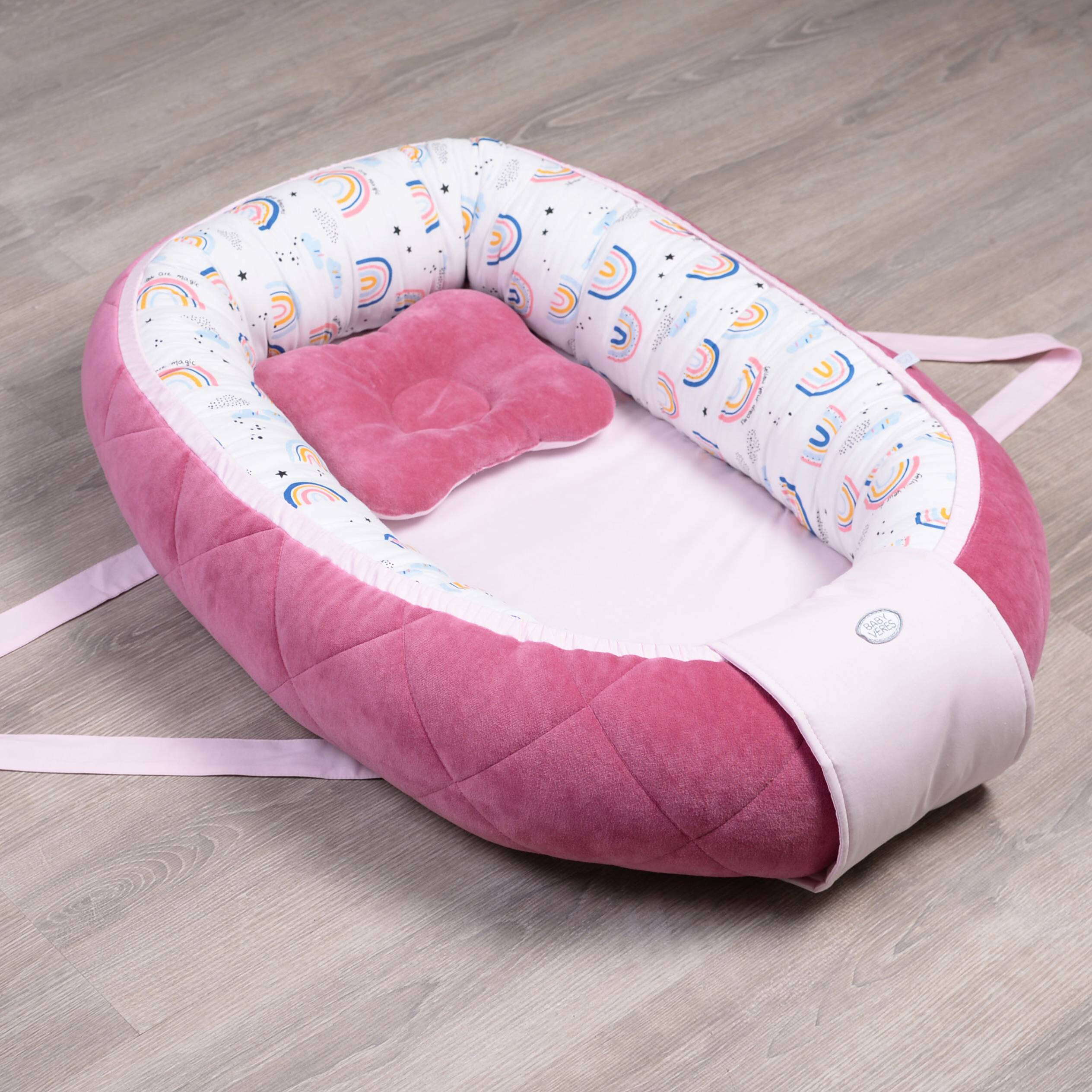 Кокон-гніздечко Velour Rainbow для немовлят з подушкою в комплекті верх