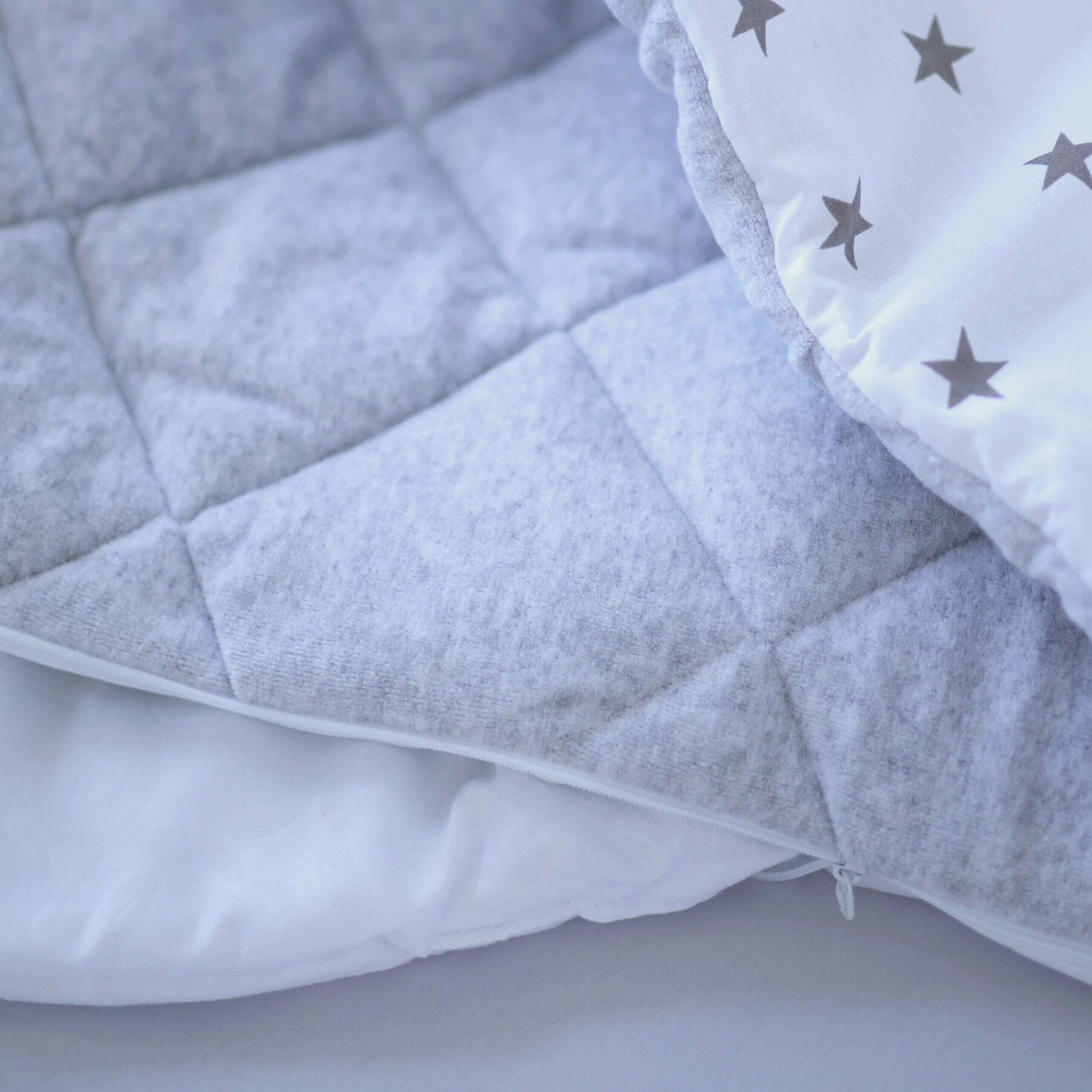 Постільний комплект Velour Stars grey з 6 одиниць деталі
