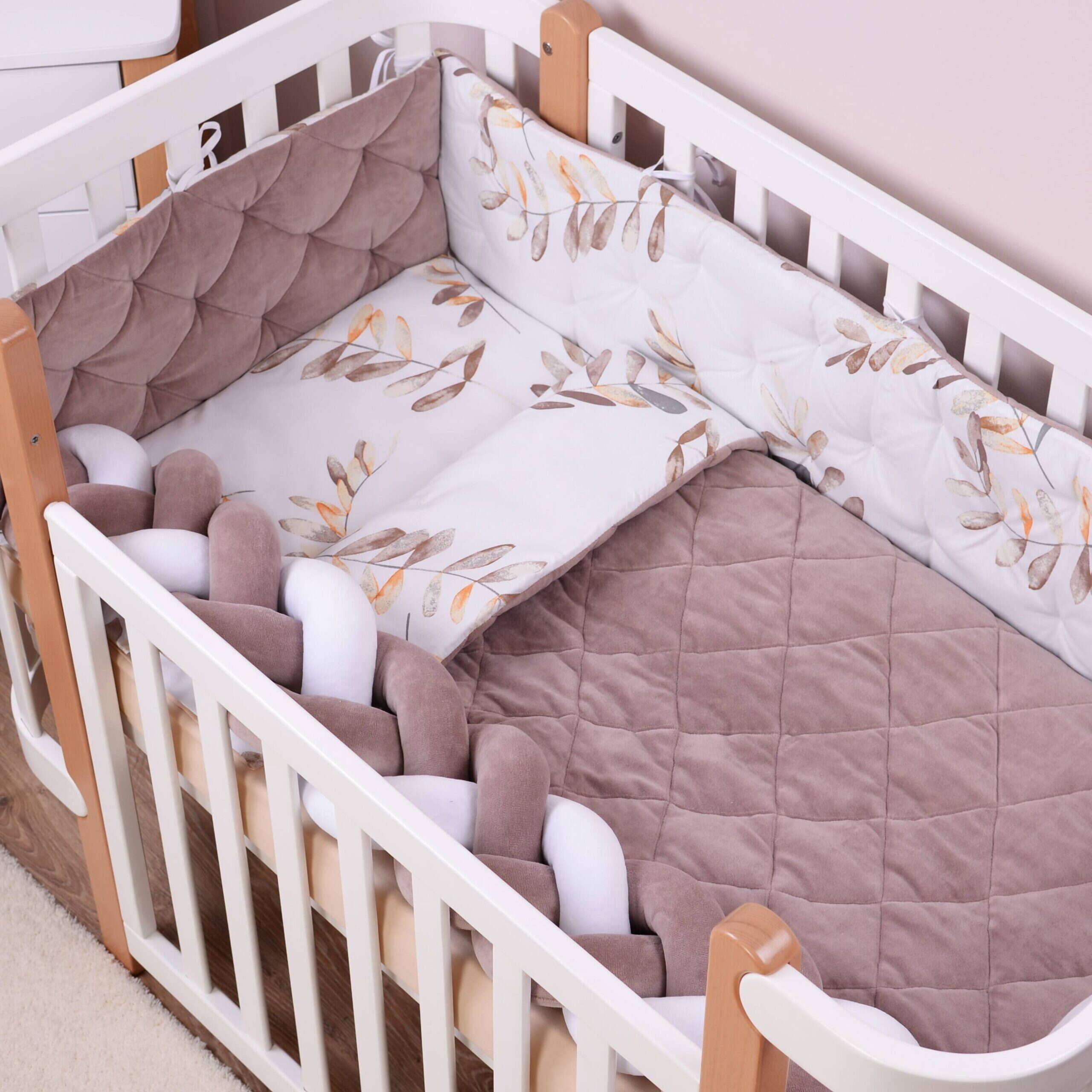 Постільний комплект Velour Mokko leaves з 6 одиниць