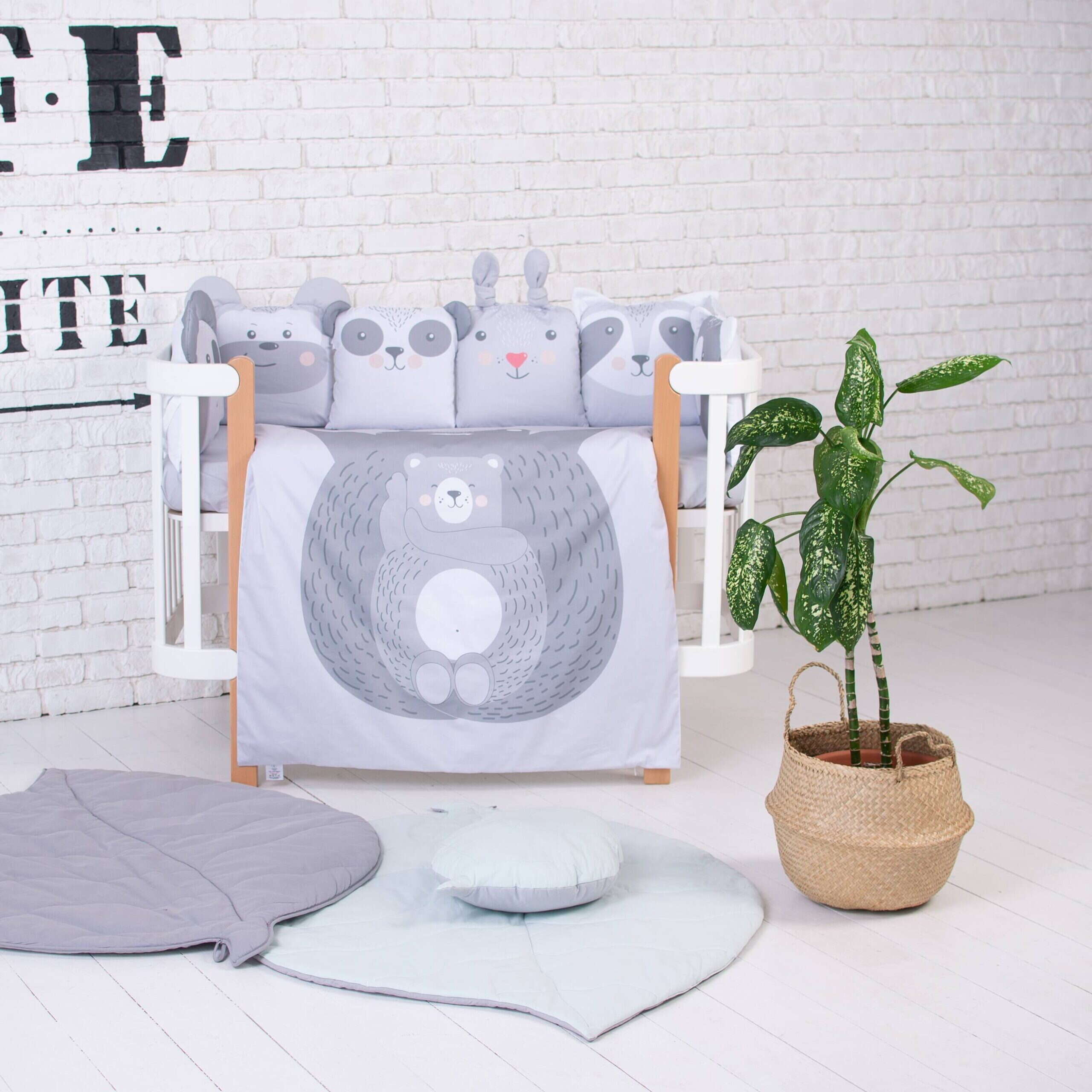 Постільний комплект Cuties Zoo grey з 6 одиниць кімната
