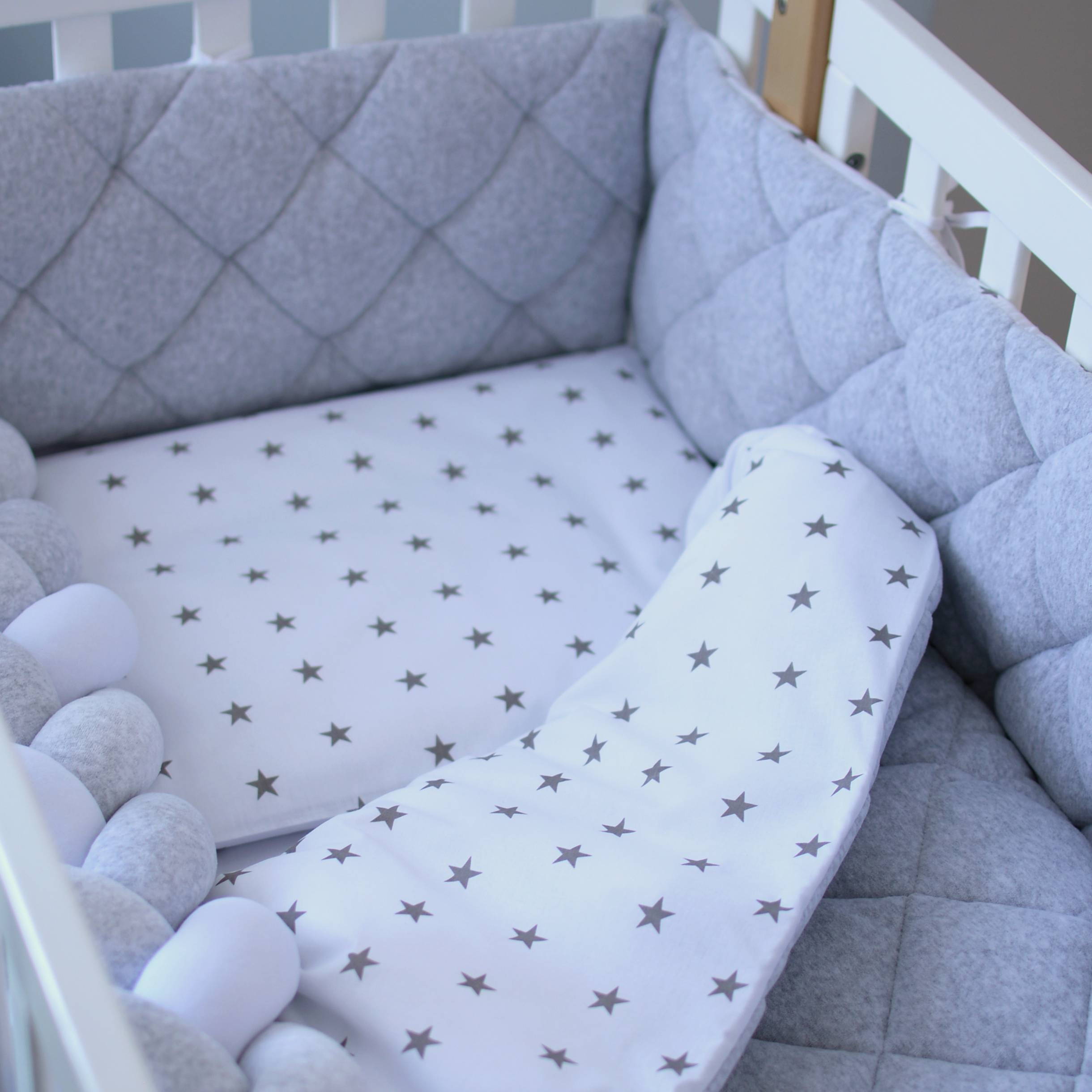 Постільний комплект Velour Stars grey з 6 одиниць принт