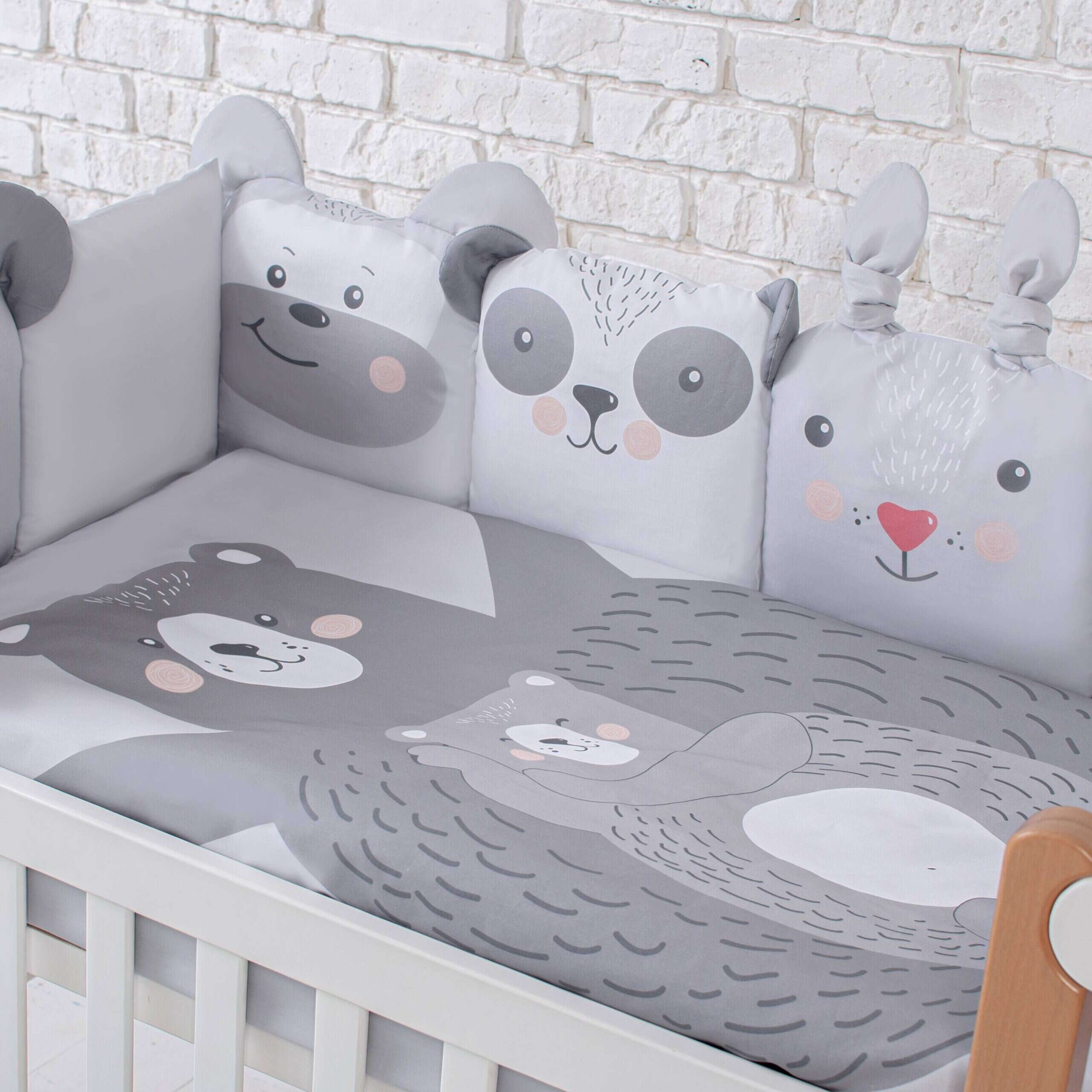 Постільний комплект Cuties Zoo grey з 6 одиниць принт