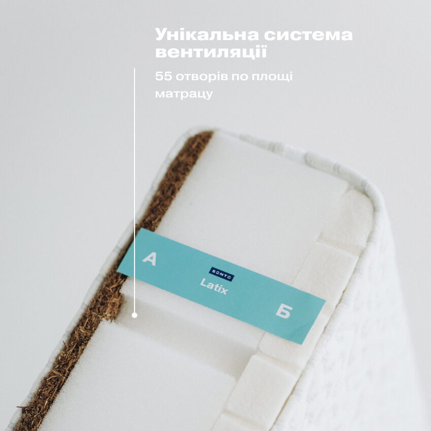 Матрац Латікс Сонто для немовлят вентиляція