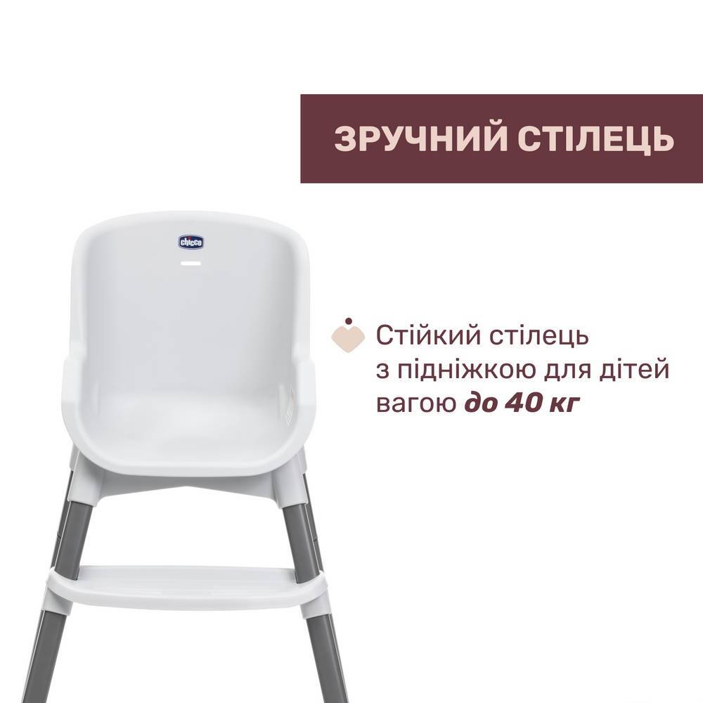 Стільчик для годування 3 в 1 Поллі Зест Chicco, білий стілець