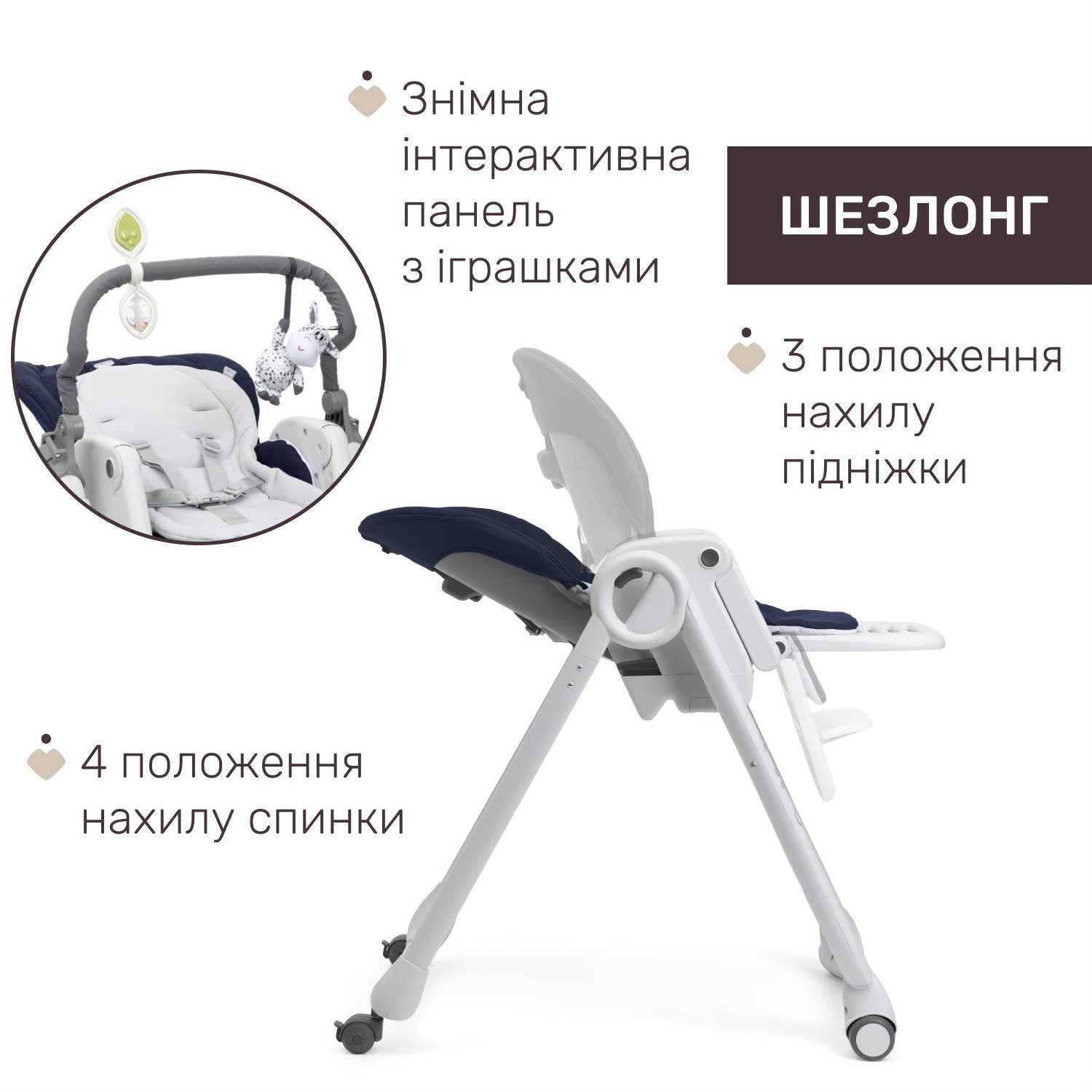 Стільчик для годування Поллі Меджік Релакс Chicco, синій шезлонг