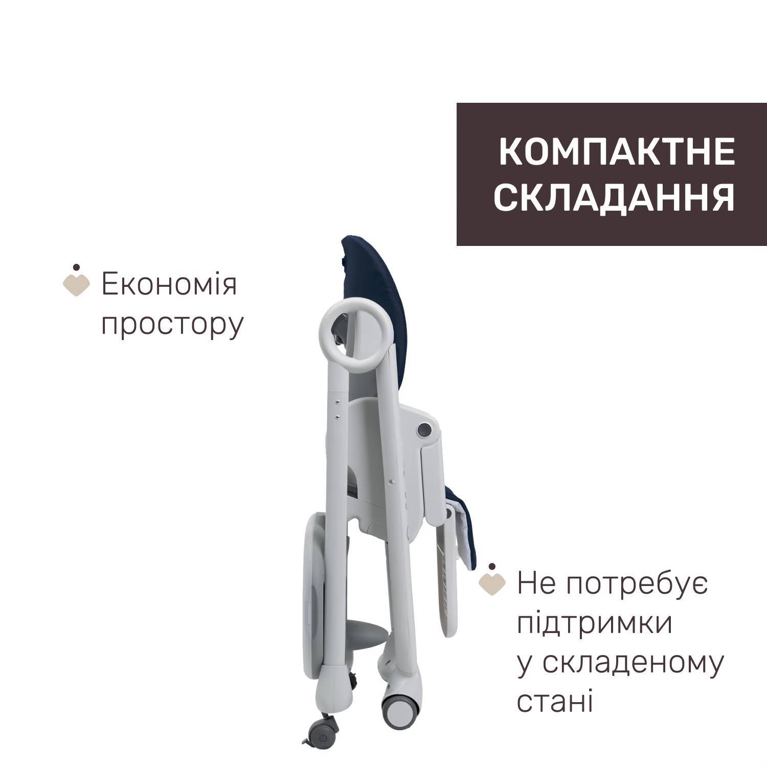 Стільчик для годування Поллі Меджік Релакс Chicco, синій складений