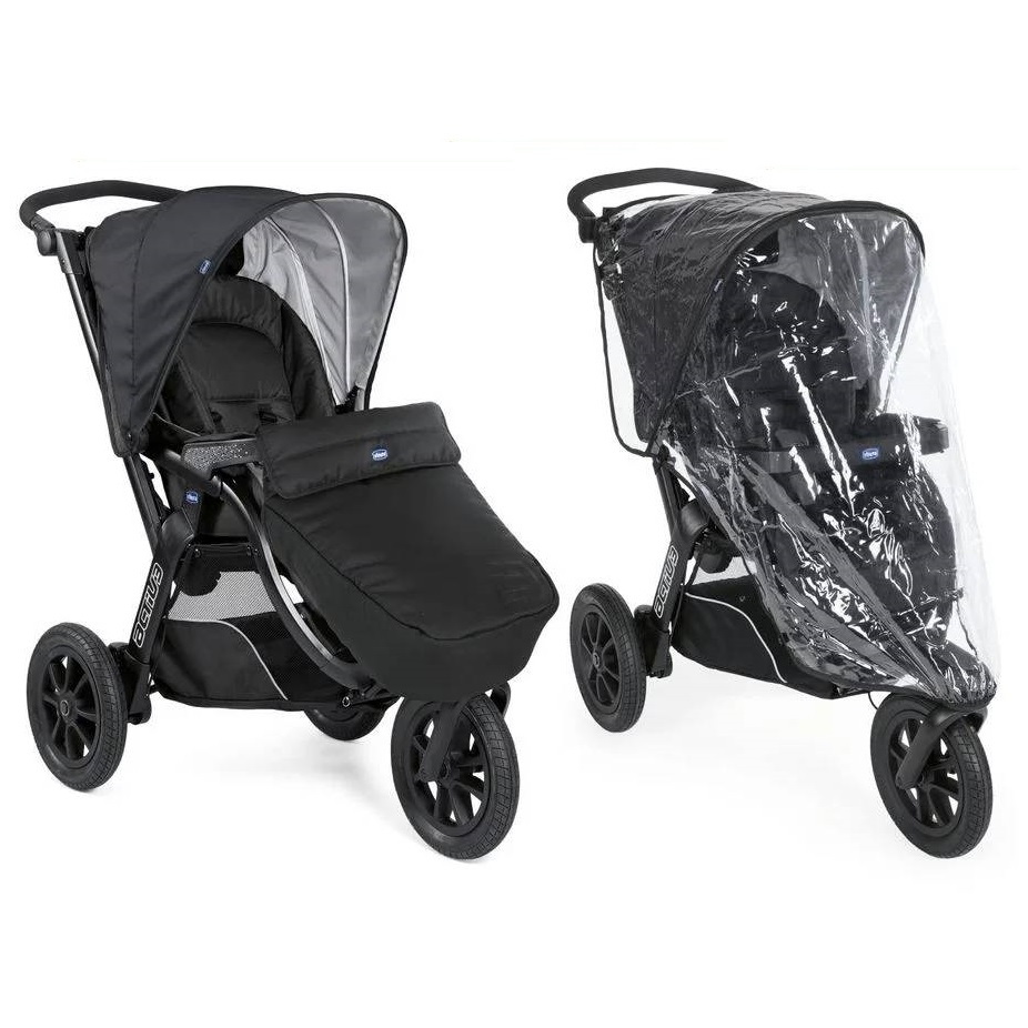 Коляска 2 в 1 Актів 3 Chicco, чорна дощ деталі