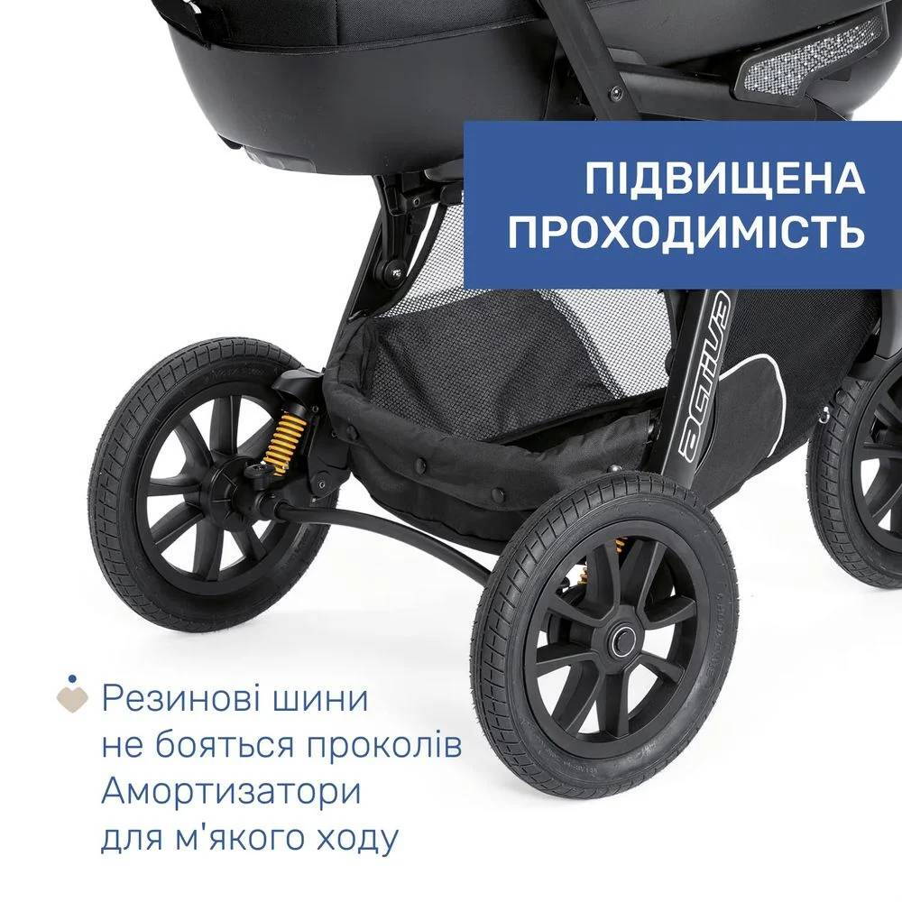 Коляска 2 в 1 Актів 3 Chicco, чорна колеса