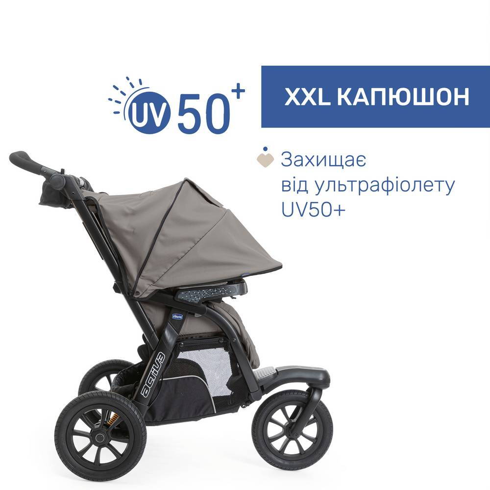 Коляска 2 в 1 Актів 3 Chicco, темно-бежева капюшон