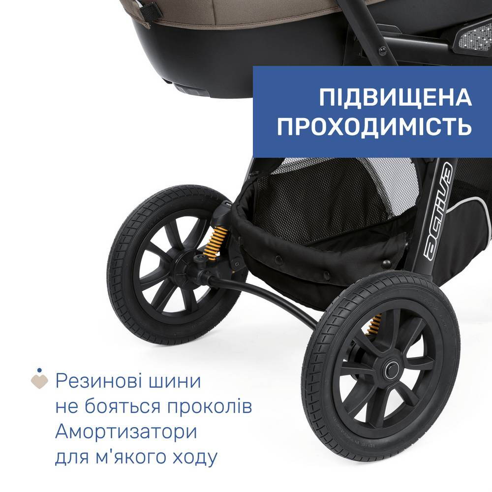 Коляска 2 в 1 Актів 3 Chicco, темно-бежева колеса