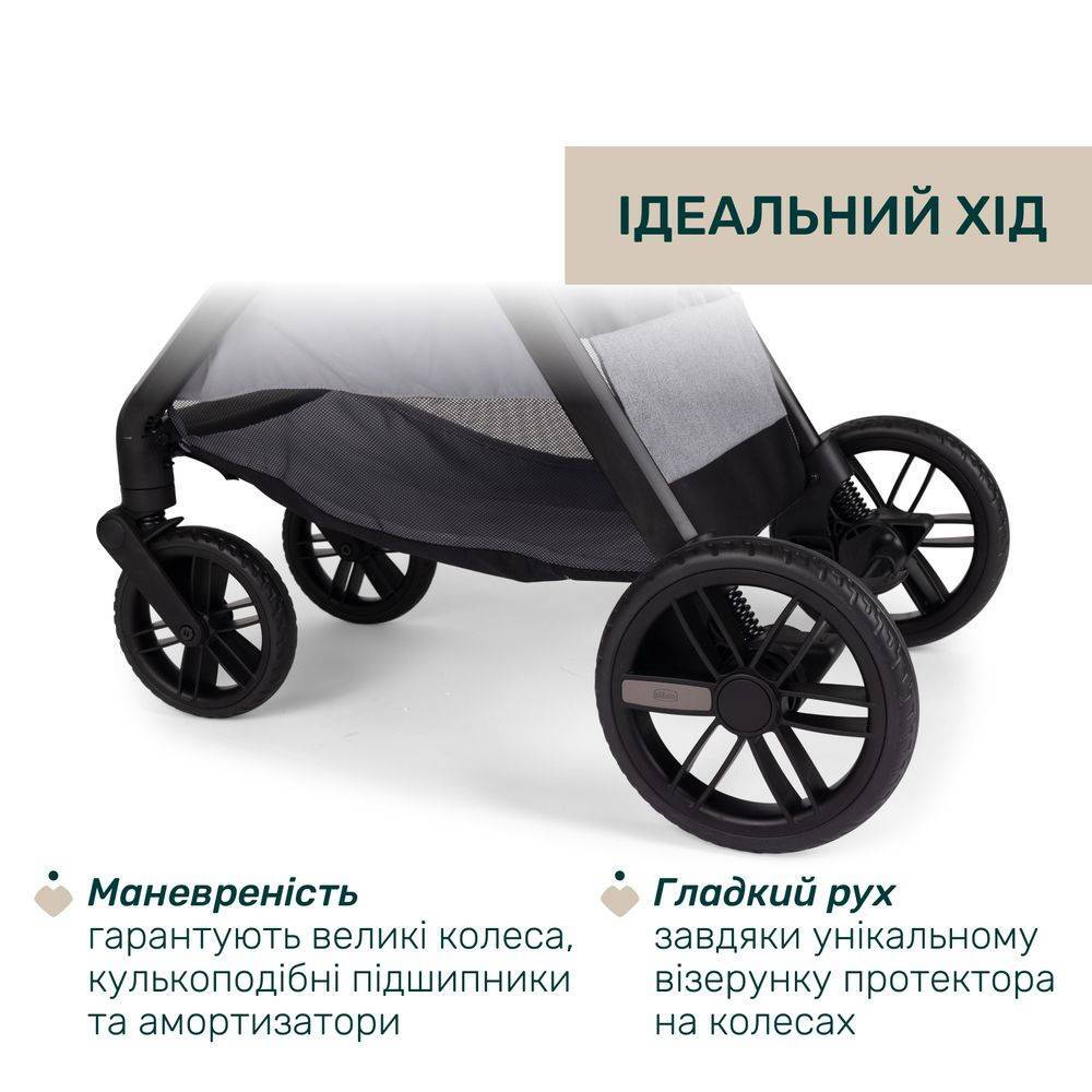 Коляска 2 в 1 Белладжіо Chicco, світло-сіра колеса