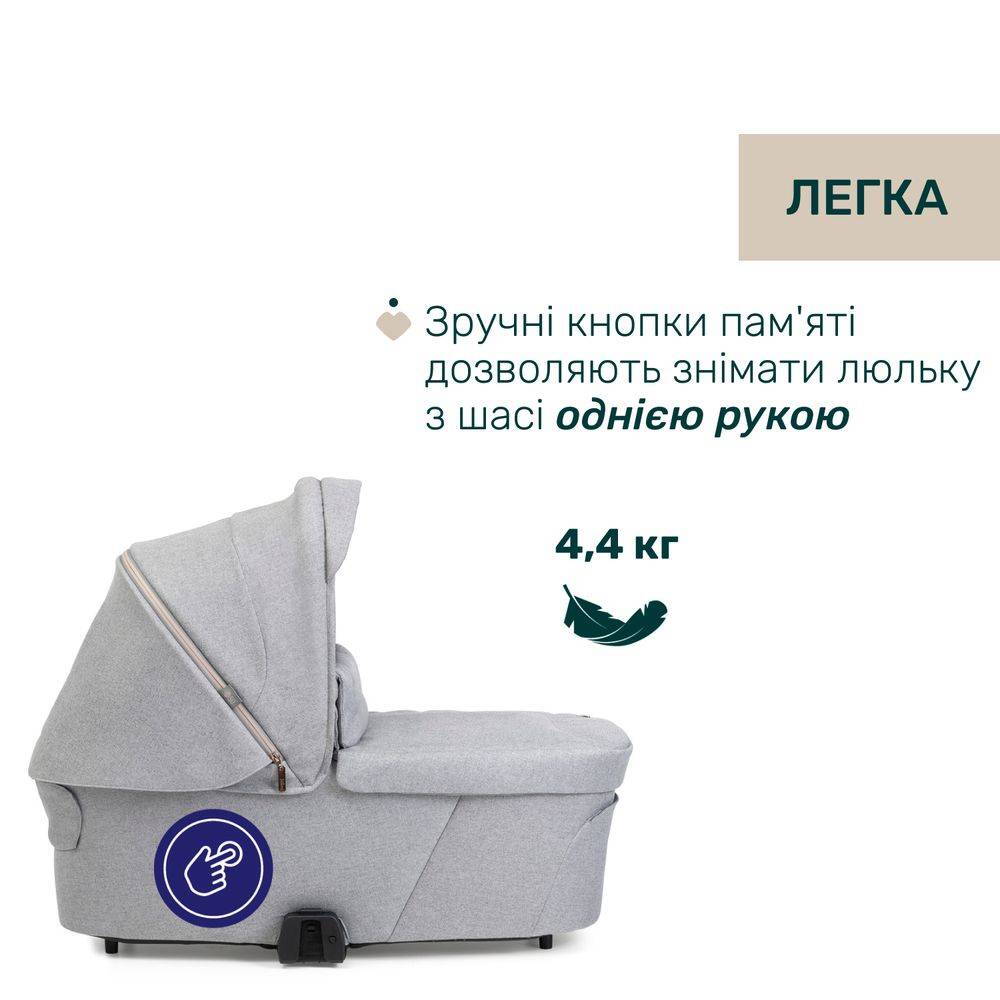 Коляска 2 в 1 Белладжіо Chicco, світло-сіра люлька легка