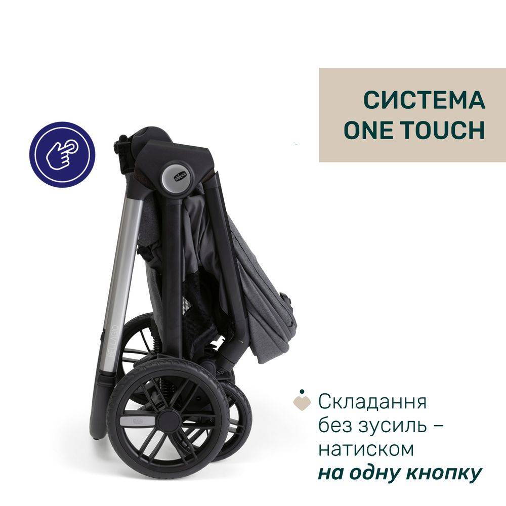 Коляска 2 в 1 Белладжіо Chicco, темно-сіра складання
