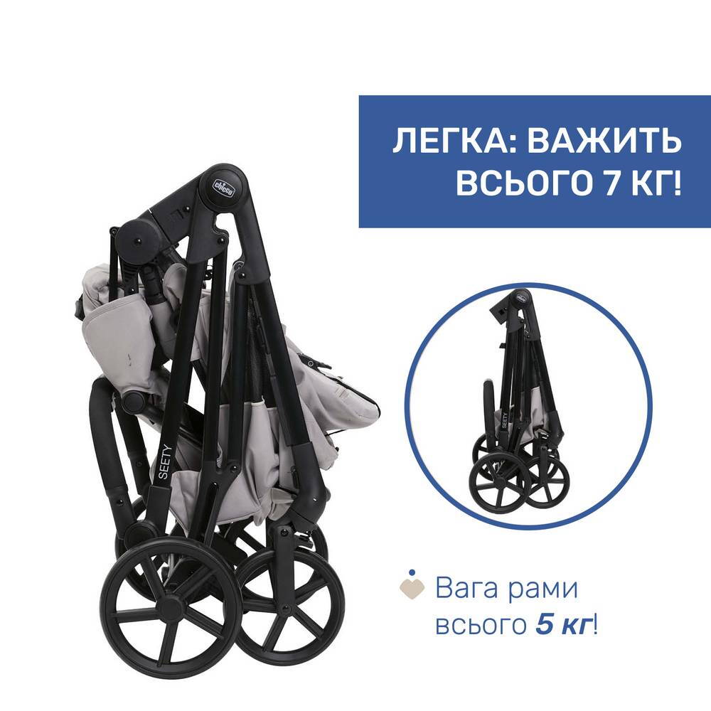 Коляска 2 в 1 Сіті Chicco, бежева складання|
