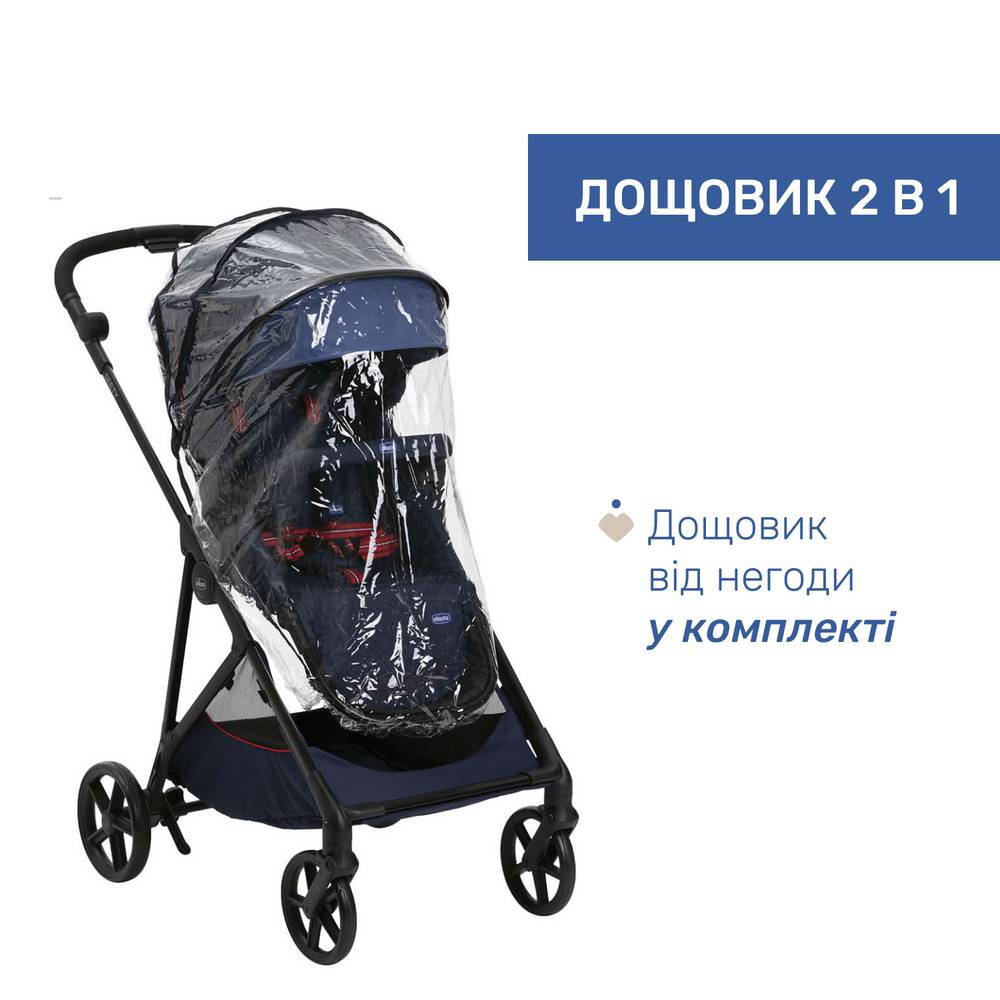 Коляска 2 в 1 Сіті Chicco, синя дощ