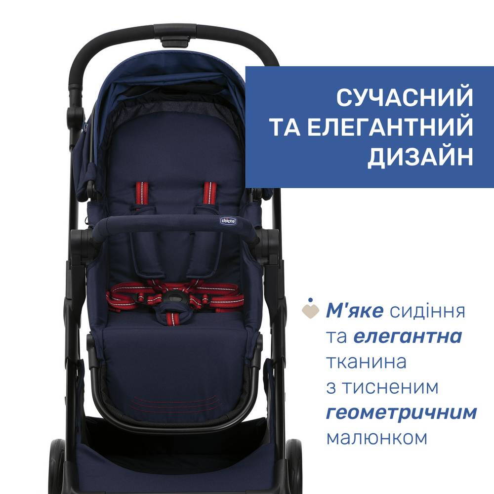 Коляска 2 в 1 Сіті Chicco, синя дизайн