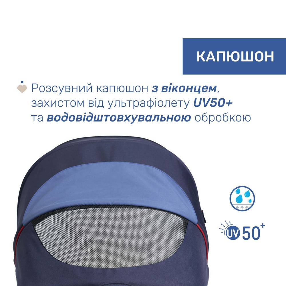 Коляска 2 в 1 Сіті Chicco, синя капюшон