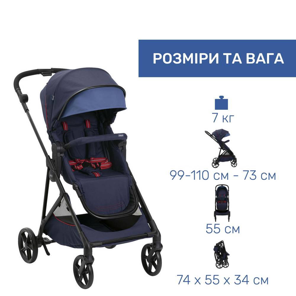 Коляска 2 в 1 Сіті Chicco, синя вага та розміри