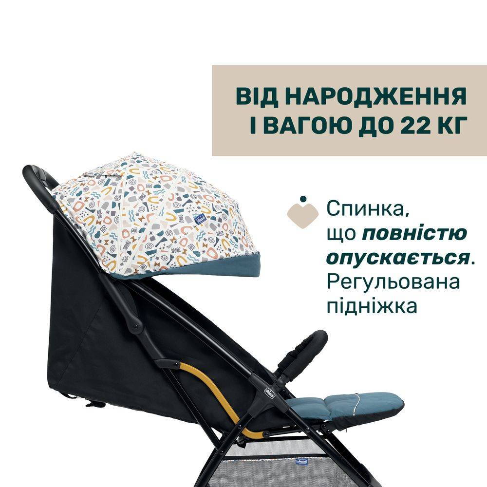 Прогулянкова коляска Глі Chicco, блакитна бік|