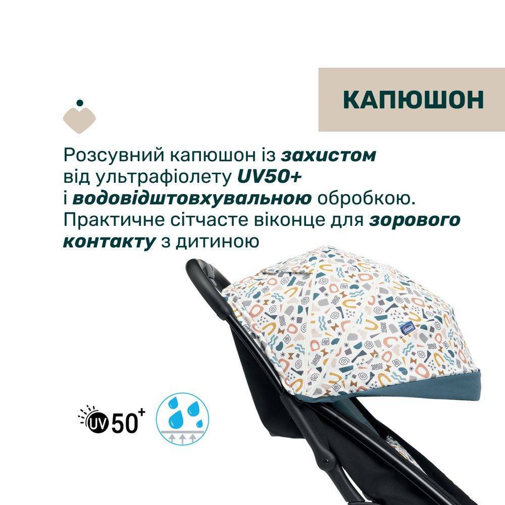 Прогулянкова коляска Глі Chicco, блакитна капюшон|