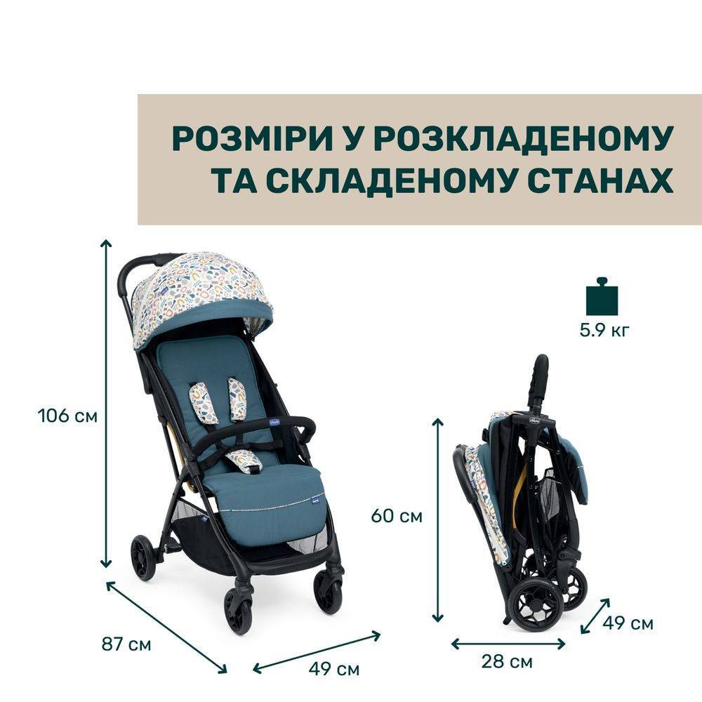 Прогулянкова коляска Glee Chicco, блакитна