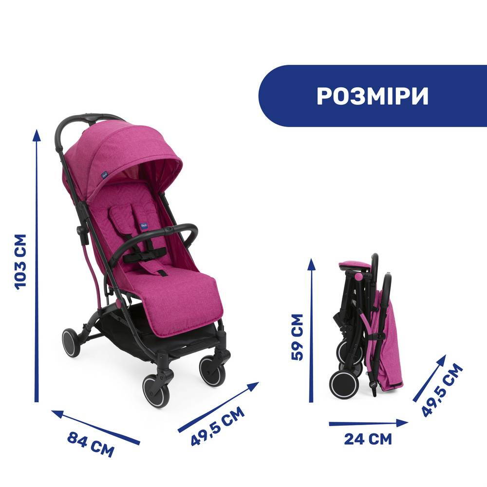 Прогулянкова коляска Троллей Мі Chicco, бузкова розміри