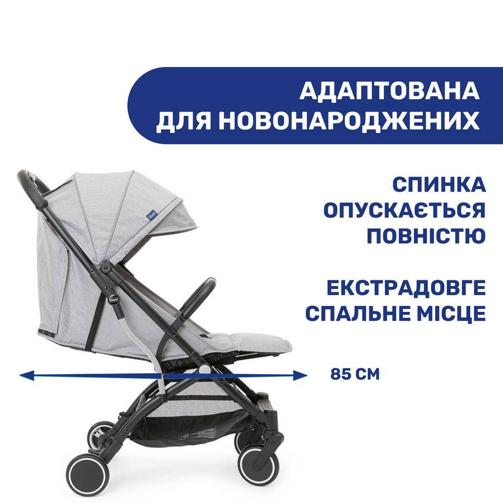 Прогулянкова коляска Троллей Мі Chicco, сіра адаптація