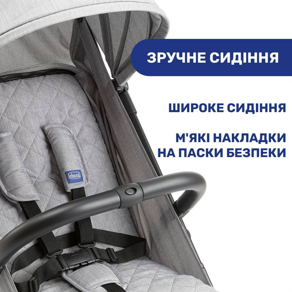 Прогулянкова коляска Троллей Мі Chicco, сіра сидіння