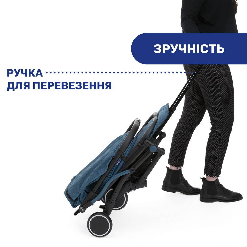 Прогулянкова коляска Троллей Мі Chicco, синя зручність