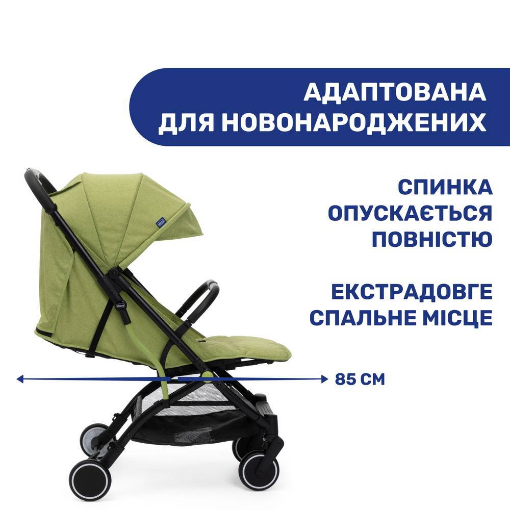 Прогулянкова коляска Троллей Мі Chicco, зелена адаптація