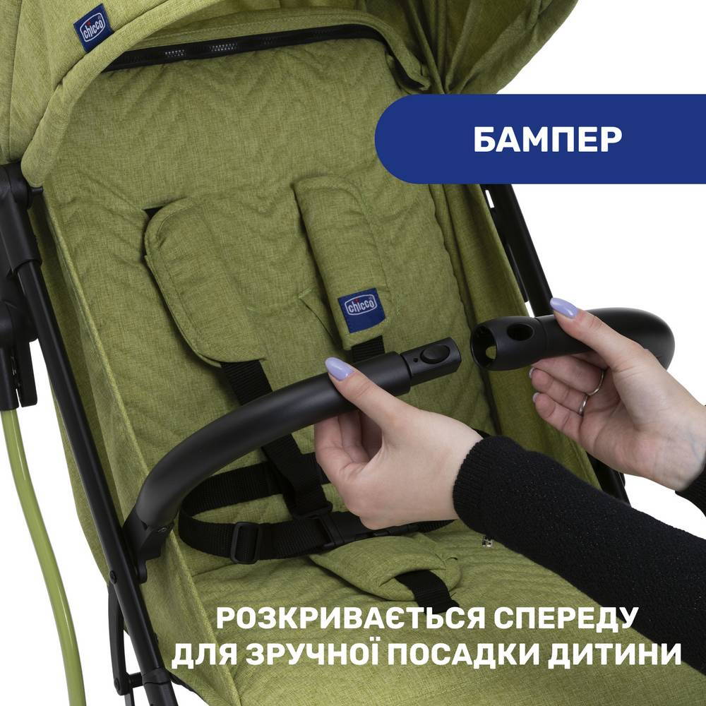 Прогулянкова коляска Троллей Мі Chicco, зелена бампер