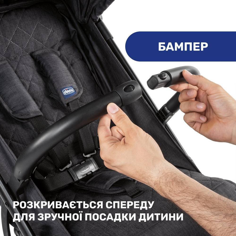 Прогулянкова коляска Троллей Мі Chicco,чорна бампер