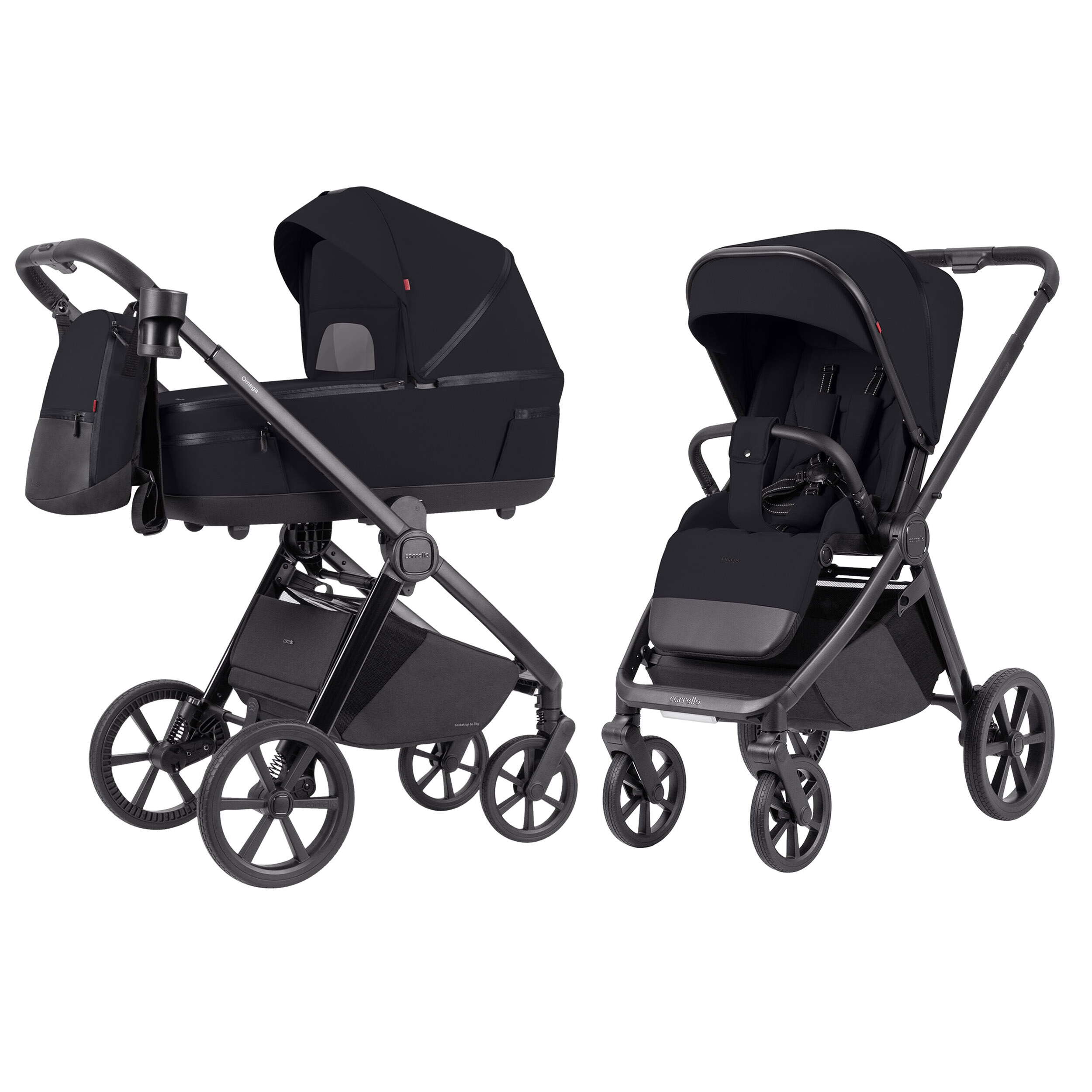 Коляска 2 в 1 Omega plus Carrello, чорна дві разом