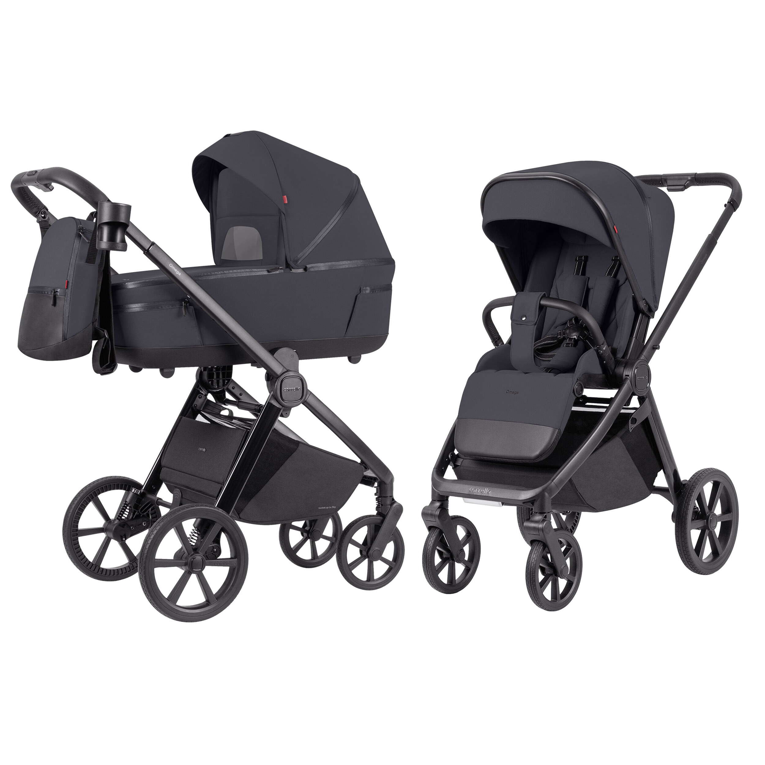Коляска 2 в 1 Omega plus Carrello, сірі дві разом