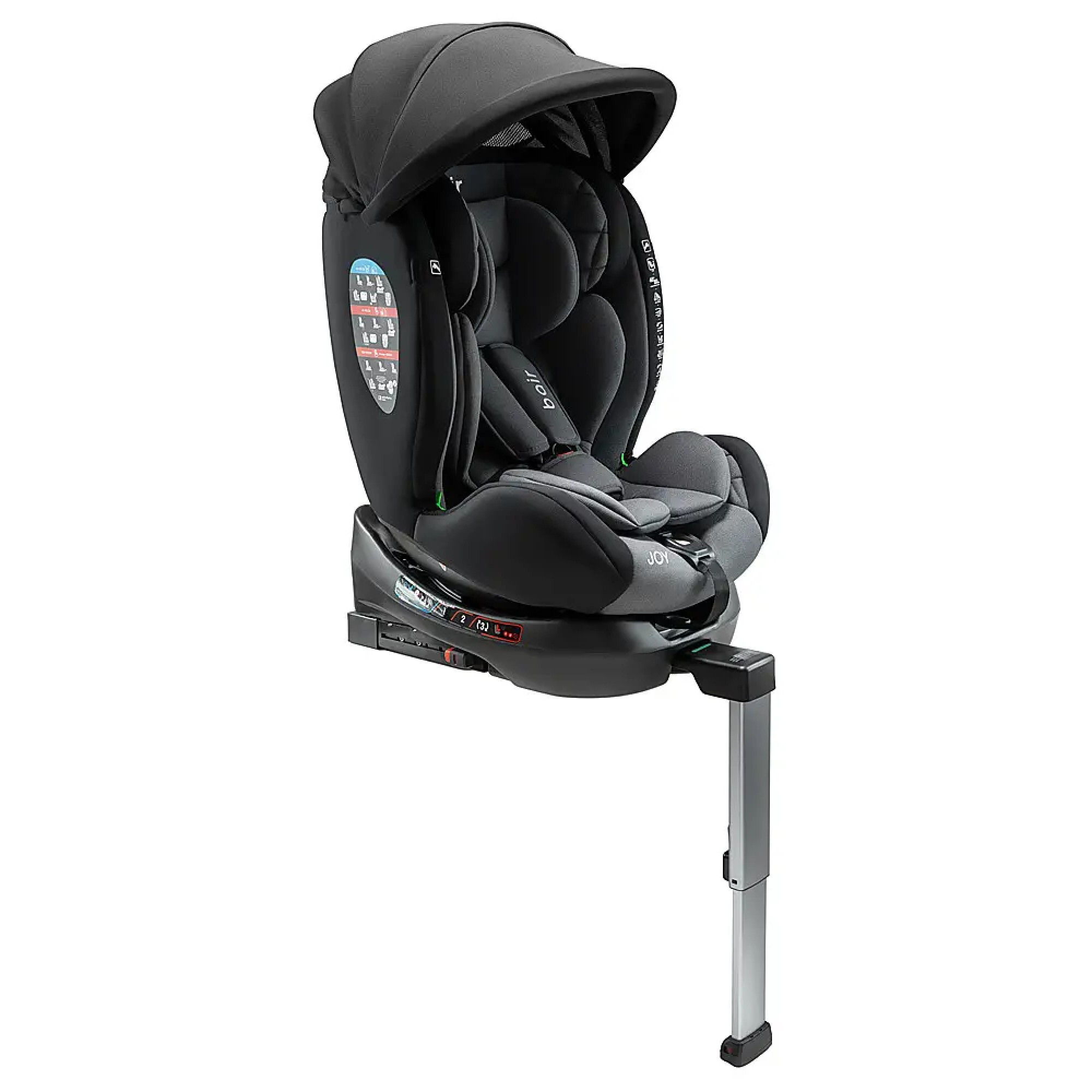 Автокрісло Joy 360 Bair (40-150 см), сіре прямо капюшон|