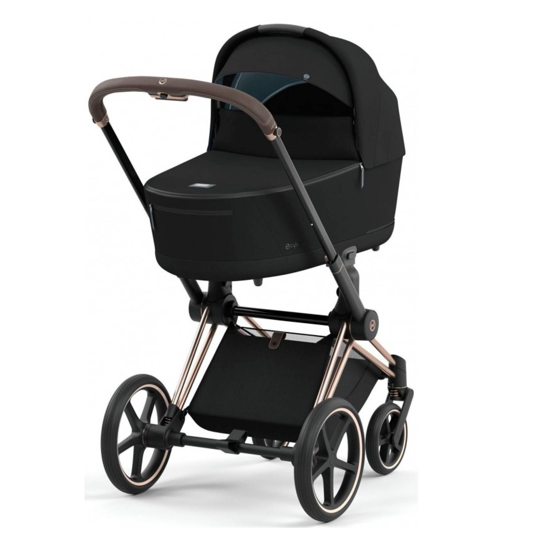 Коляска 2 в 1 Cybex Priam Rose Gold Black, чорна люлька