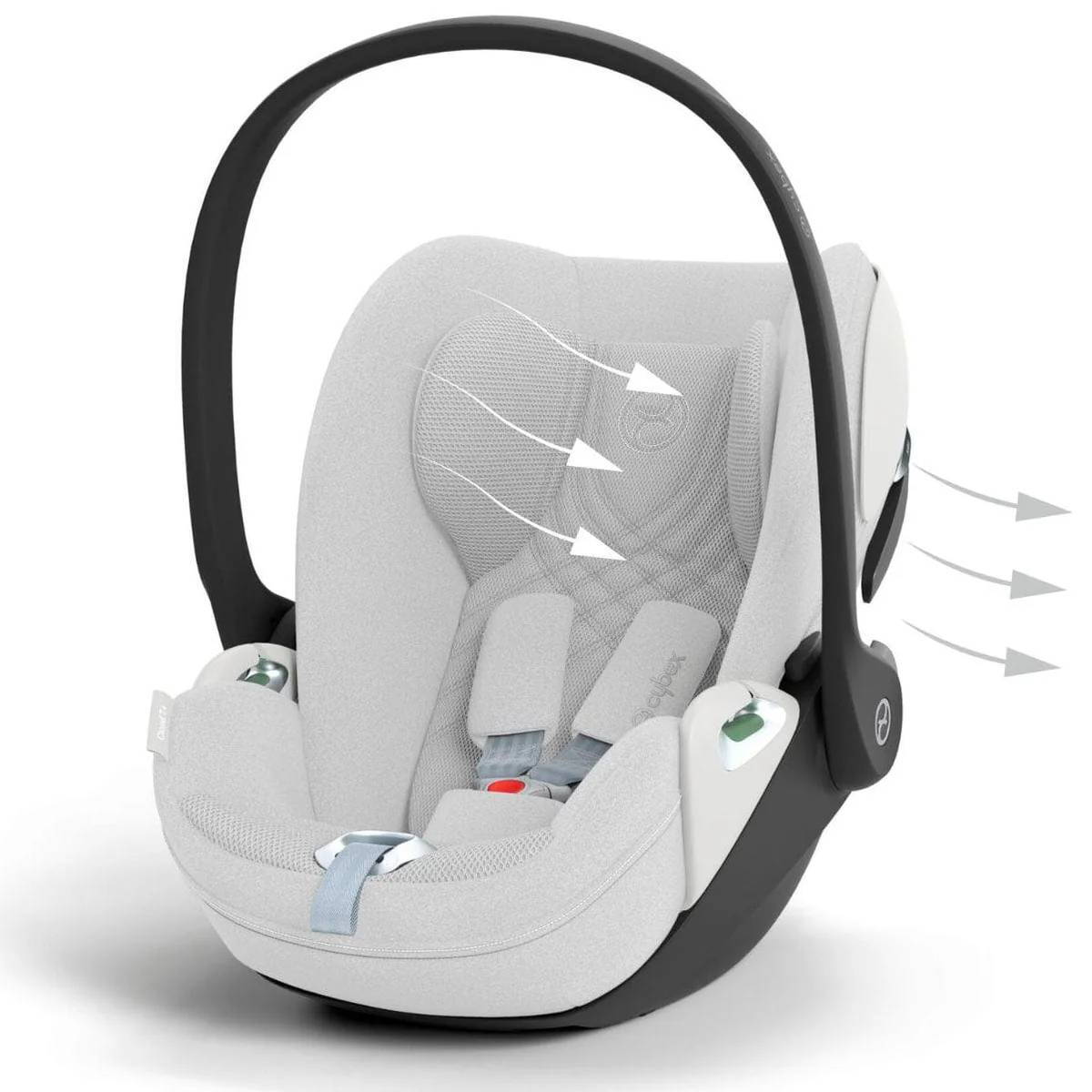 Автокрісло Cybex Cloud T Plus i-Size група 0+(45-87 см), біле вентиляція