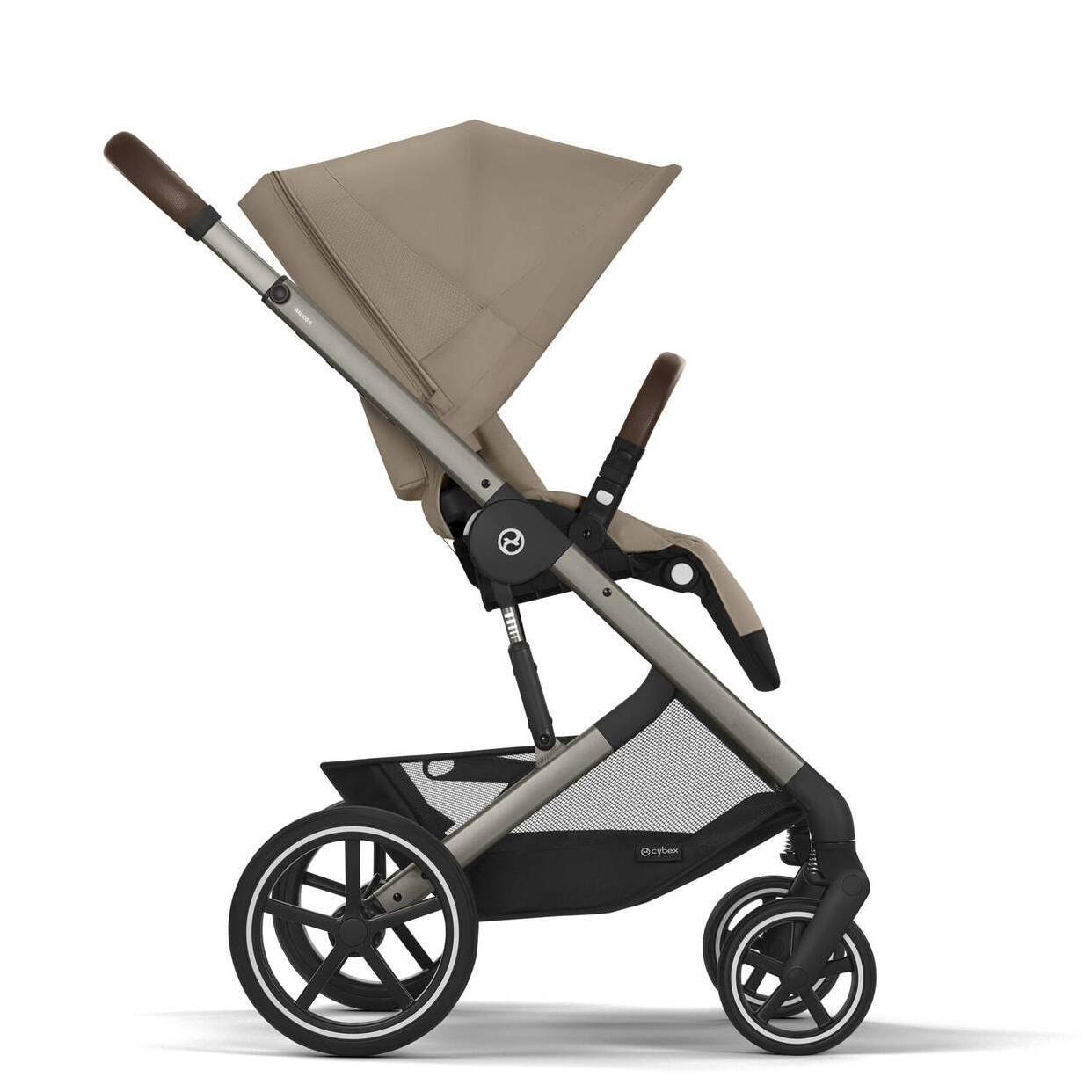 Коляска 2 в 1 Cybex Balios S Lux Beige, бежева прогулянка бік капюшон