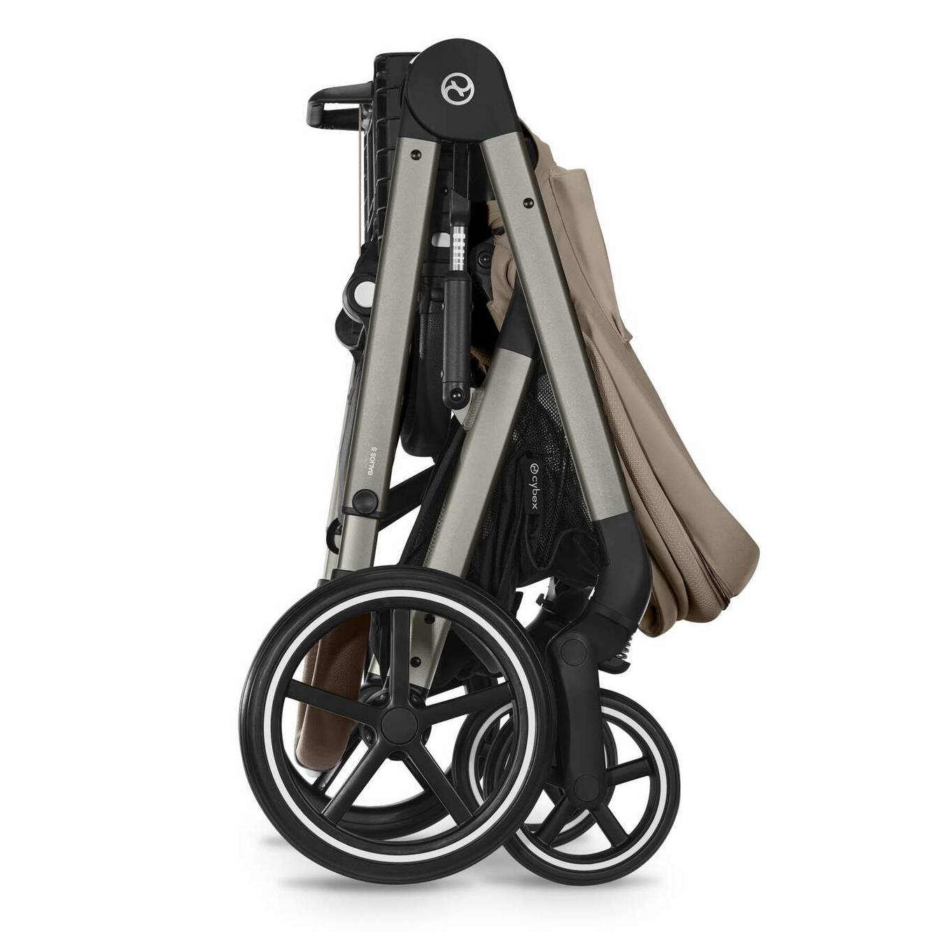 Коляска 2 в 1 Cybex Balios S Lux Beige, бежева прогулянка складена