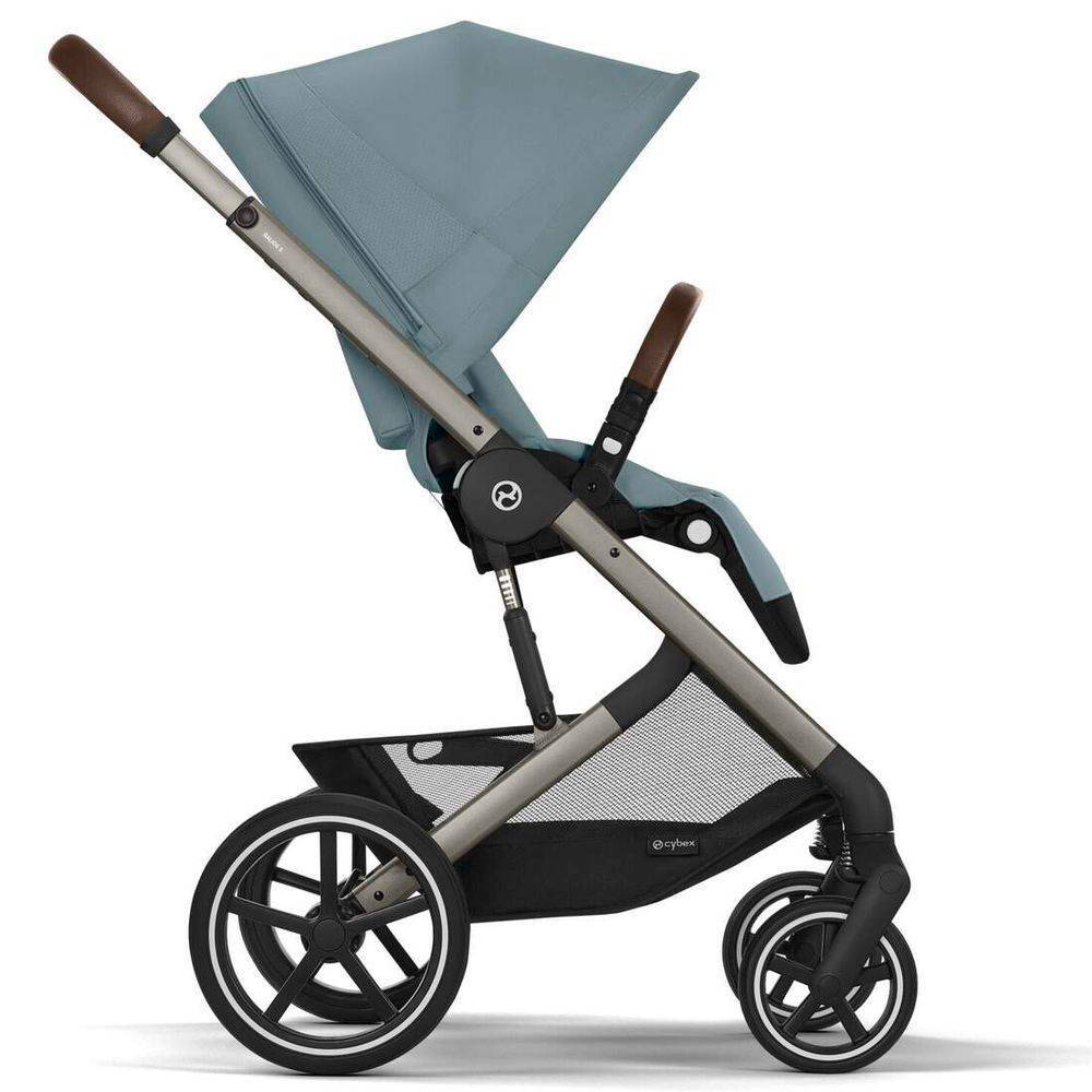 Коляска 2 в 1 Cybex Balios S Lux Blue, синя прогулянка бік