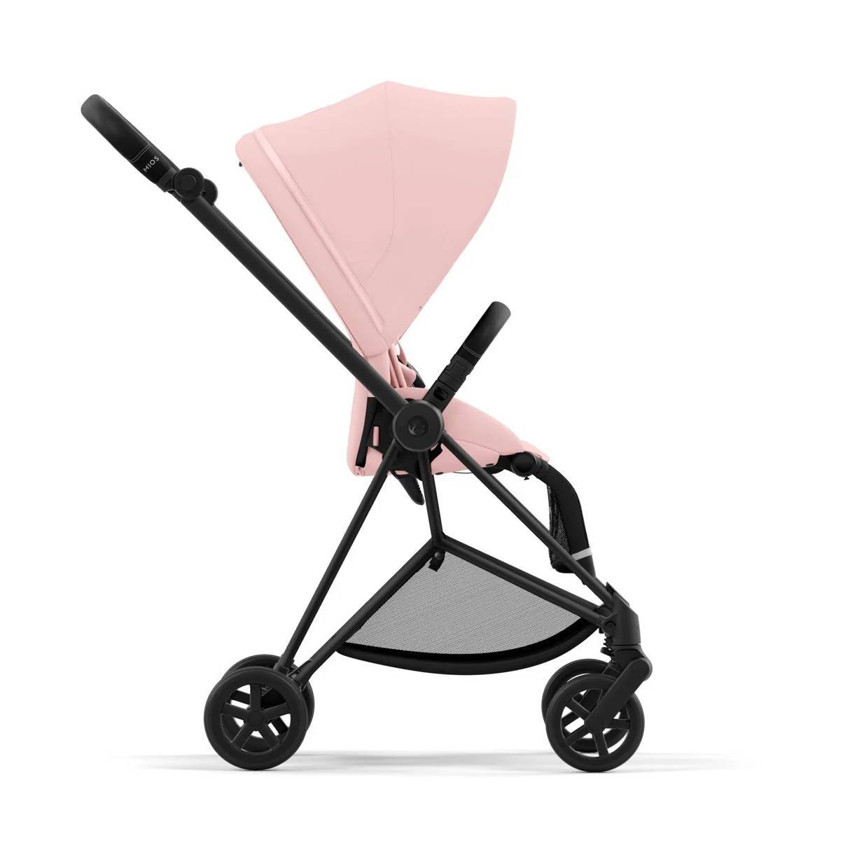 Коляска 2 в 1 Cybex Mios Matt Black Pink, рожева бік
